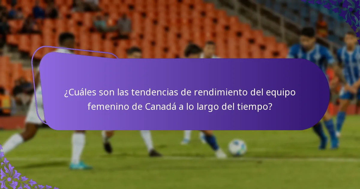 ¿Cuáles son las tendencias de rendimiento del equipo femenino de Canadá a lo largo del tiempo?