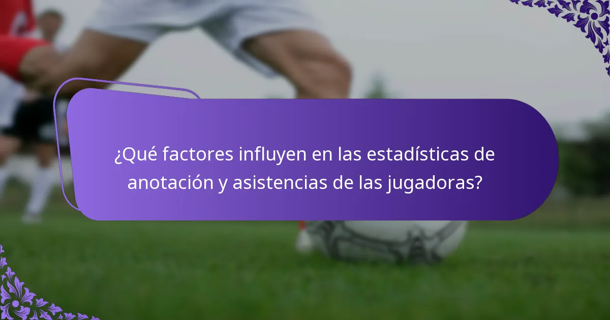 ¿Qué factores influyen en las estadísticas de anotación y asistencias de las jugadoras?